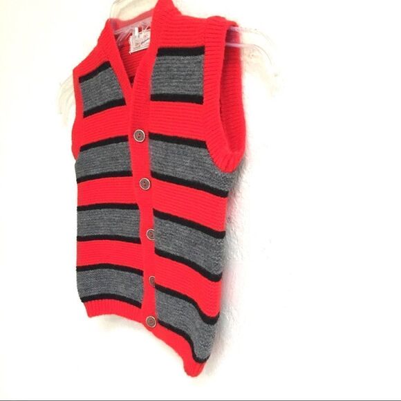 Vintage striped button up knit vest M/L* - Picture 3 of 6